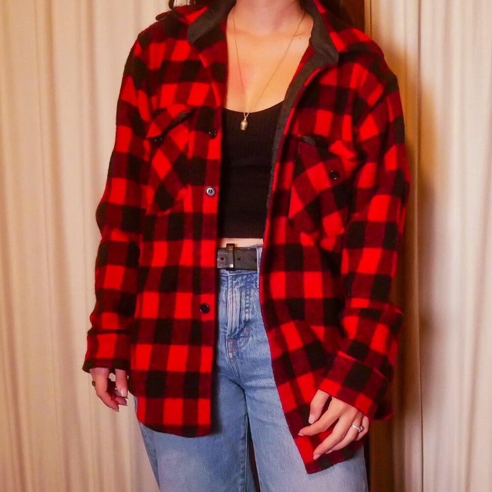 Vintage L.L. Bean Buffalo Plaid Wool Jacket - Made in USA